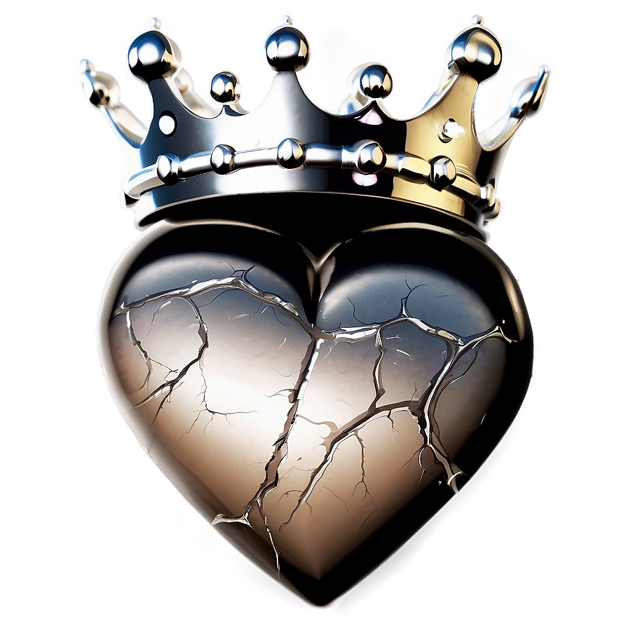 Black Broken Heart With Crown Png 73 PNG