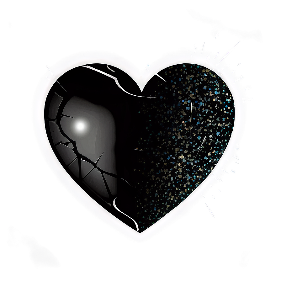 Black Broken Heart With Glitter Png 91 PNG