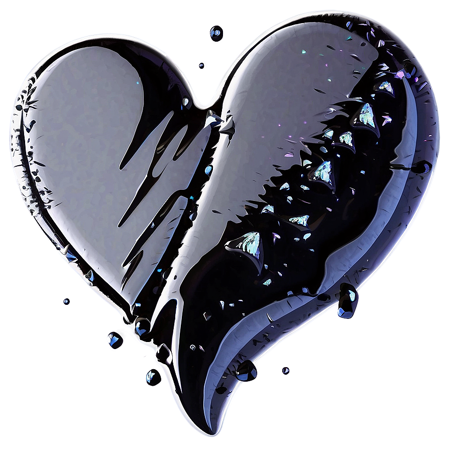 Black Broken Heart With Glitter Png Byt97 PNG