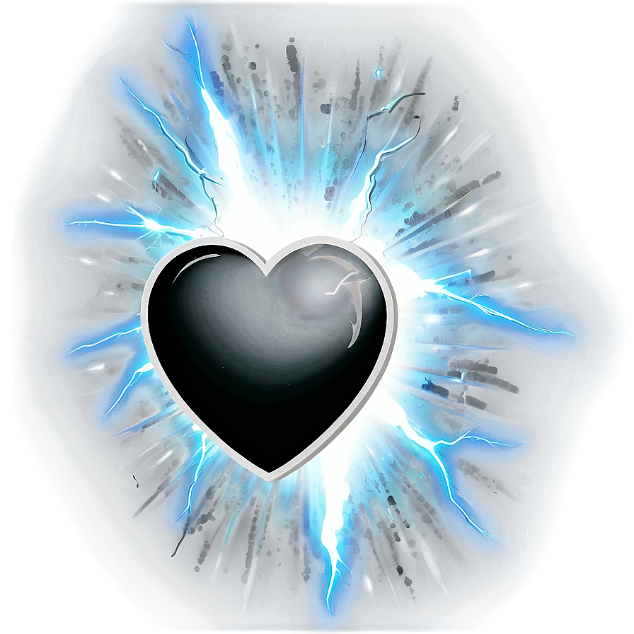 Black Broken Heart With Lightning Png 06252024 PNG