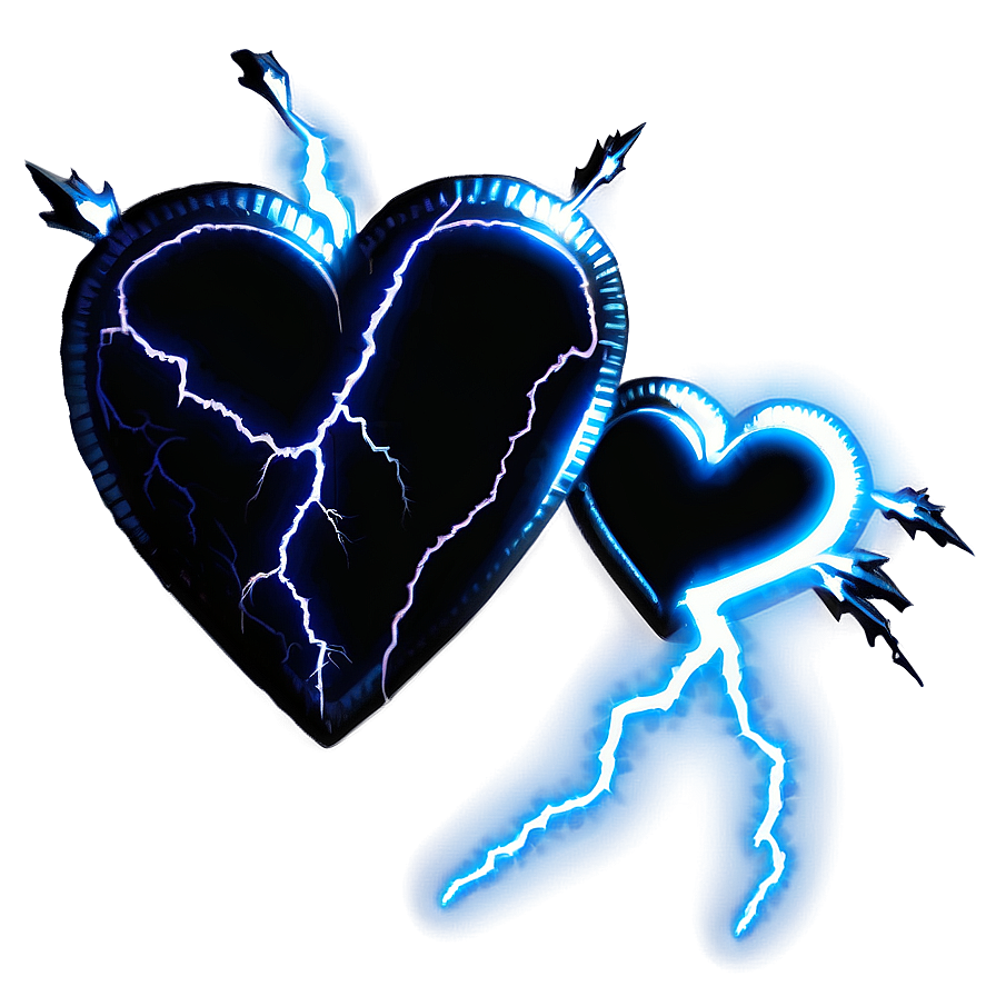 Black Broken Heart With Lightning Png 06252024 PNG