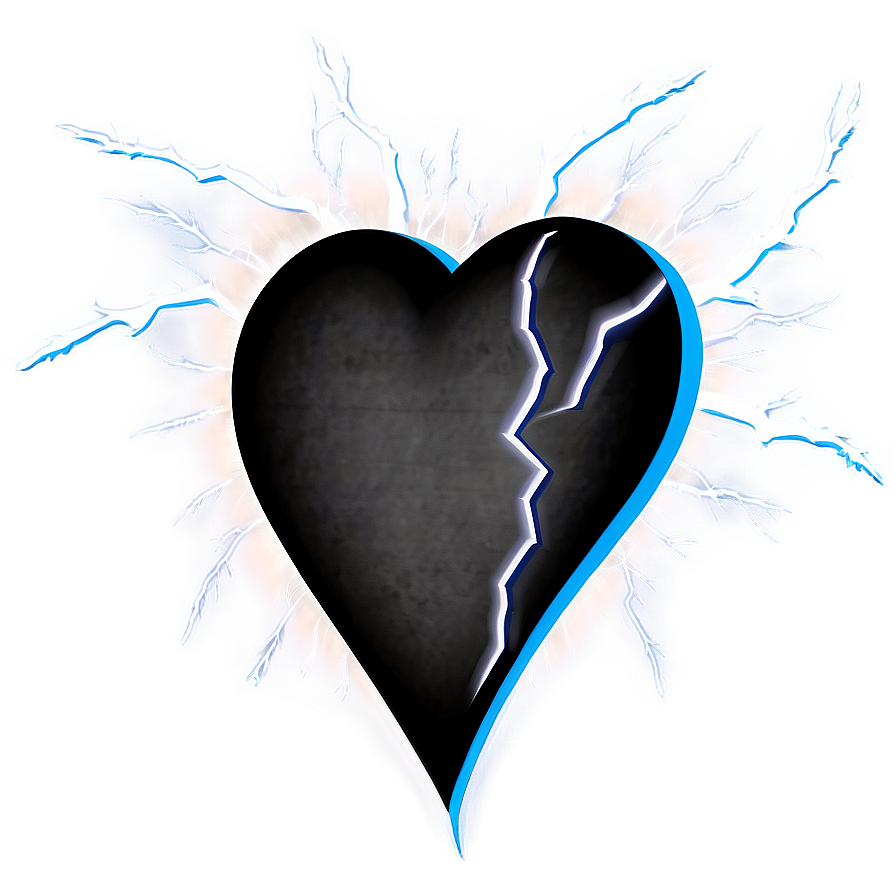 Black Broken Heart With Lightning Png 90 PNG