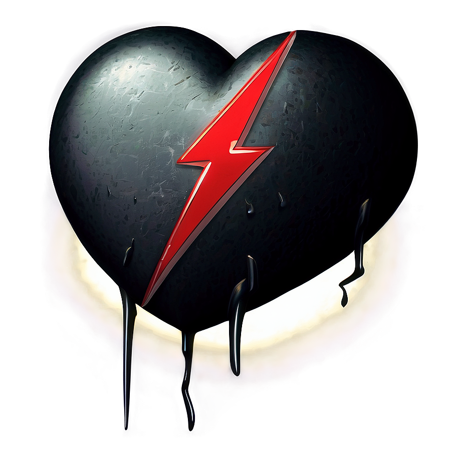 Black Broken Heart With Lightning Png Aai43 PNG