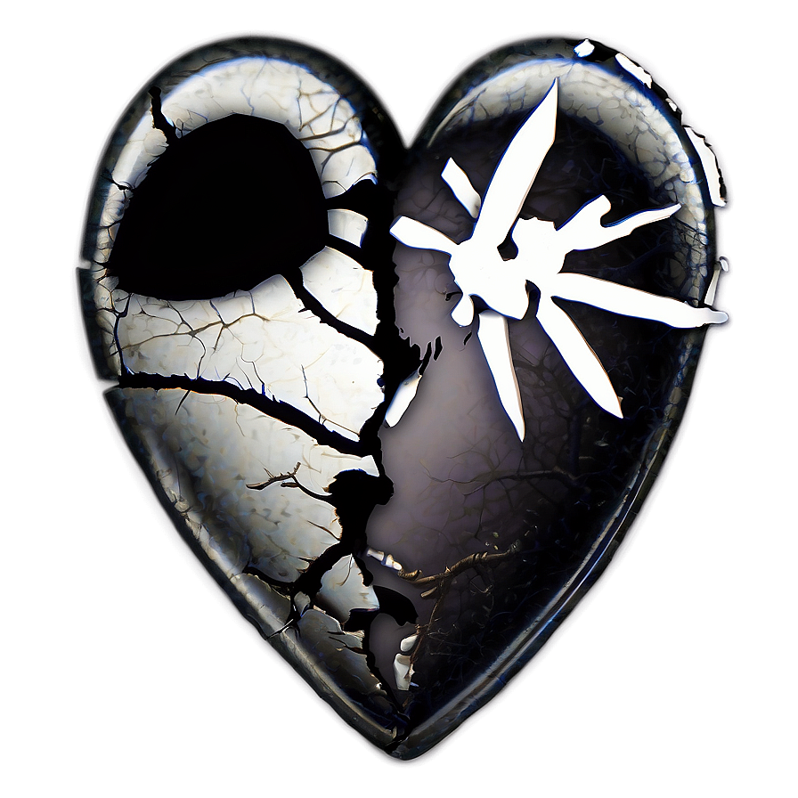 Black Broken Heart With Skull Png Fsf10 PNG