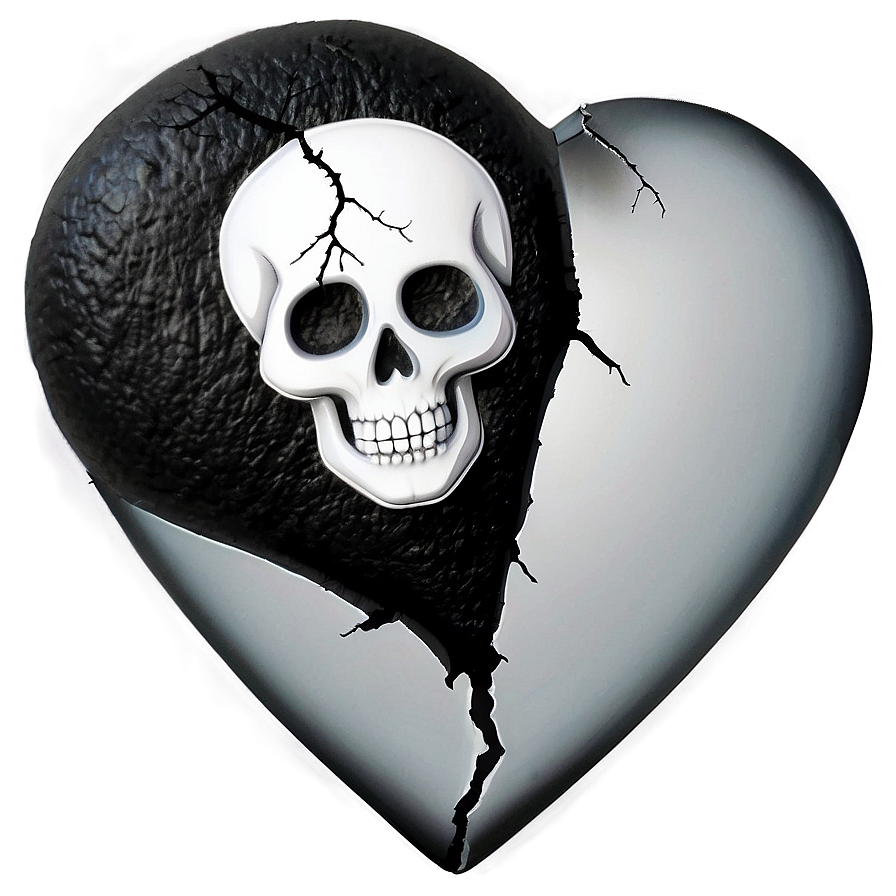 Black Broken Heart With Skull Png Yfh PNG