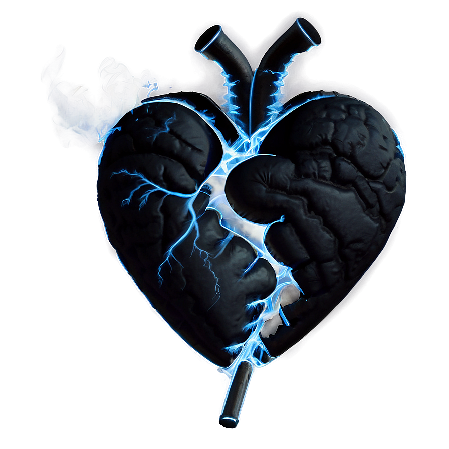 Black Broken Heart With Smoke Png 40 PNG