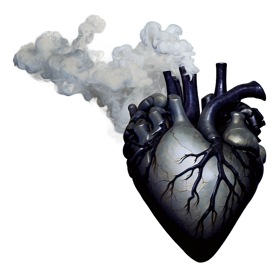 Black Broken Heart With Smoke Png Dkd PNG