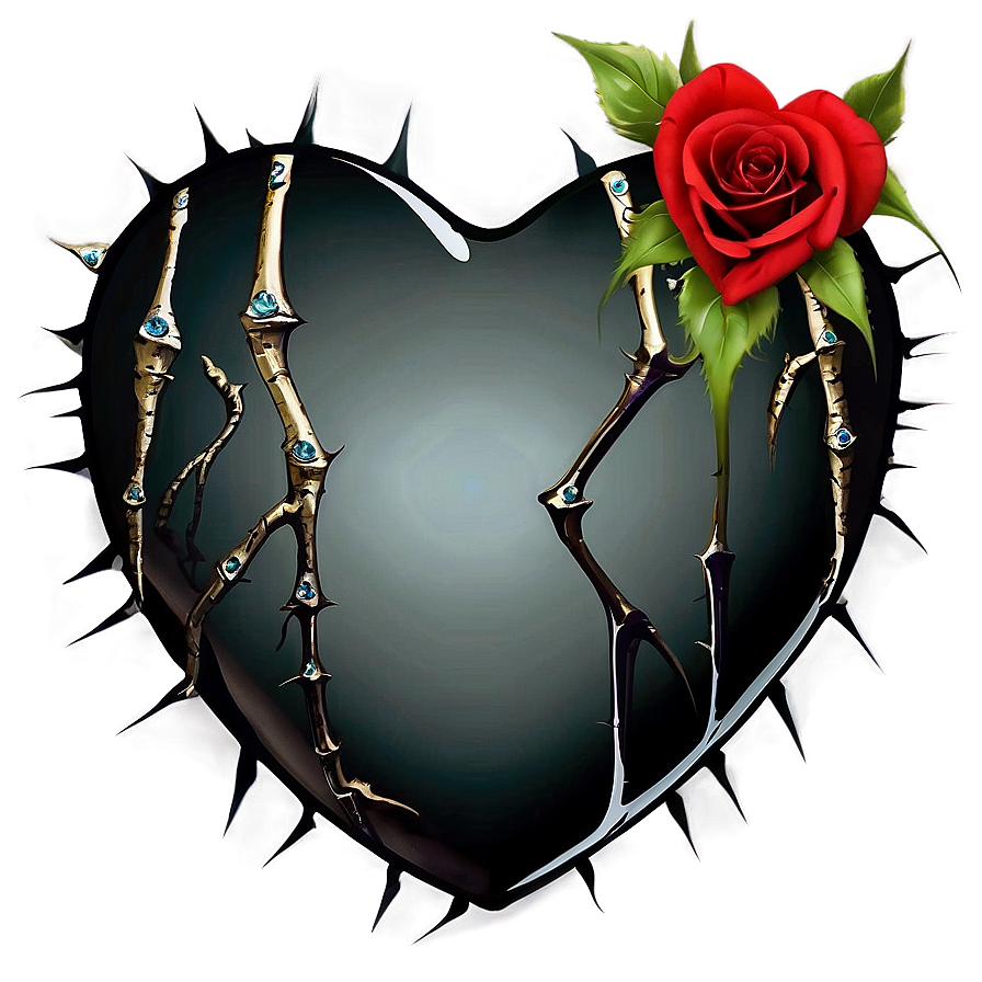 Black Broken Heart With Thorns Png Pkq74 PNG