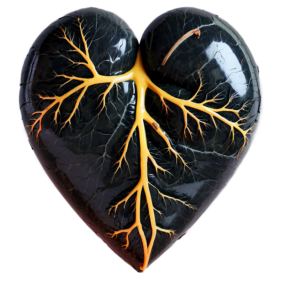 Black Broken Heart With Veins Png 06252024 PNG