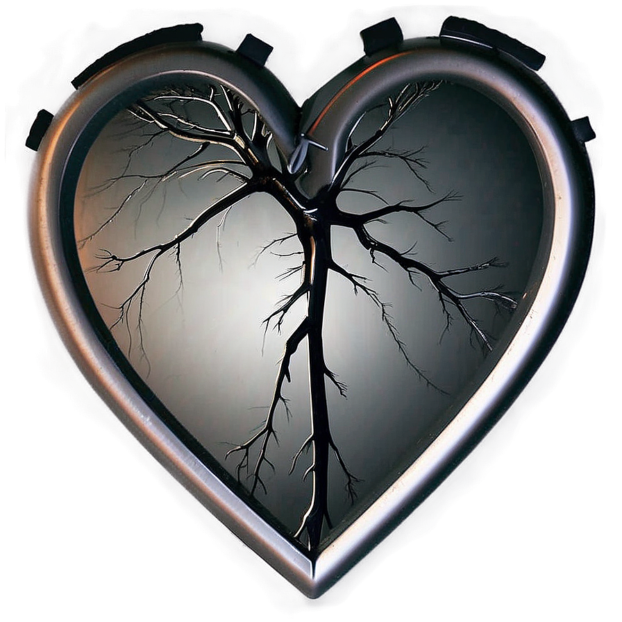 Black Broken Heart With Veins Png 06252024 PNG