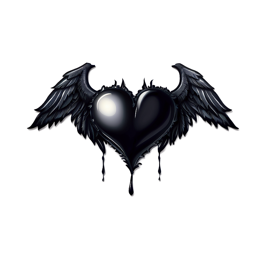 Black Broken Heart With Wings Png 1 PNG