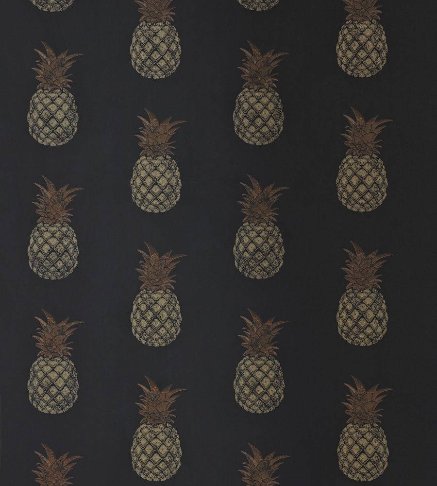 Unikke sorte og brune ananasmønstre Wallpaper