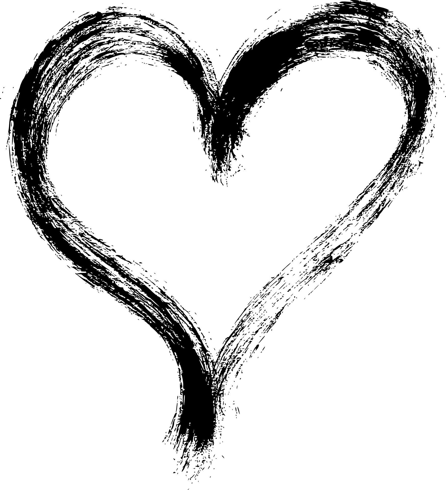 Black Brush Stroke Heart Shaped Illustration PNG