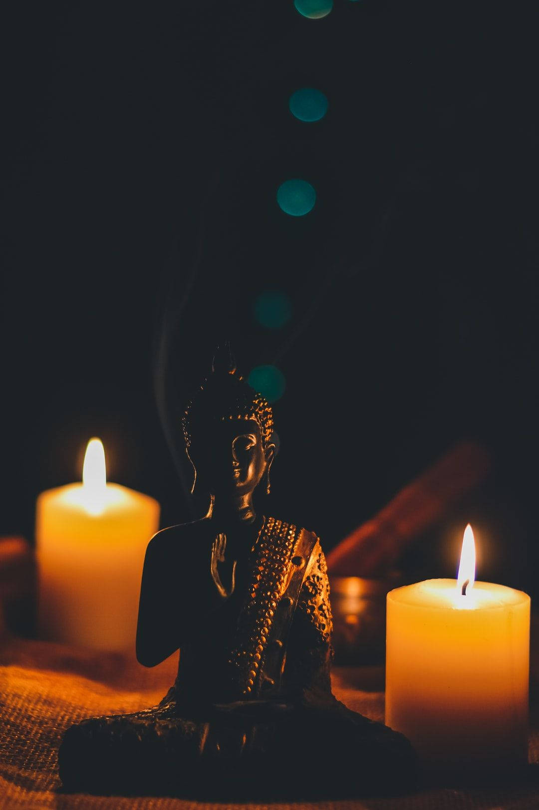 Black Buddha Candles Wallpaper