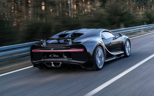 Black Bugatti Chiron In Motion 4k Wallpaper