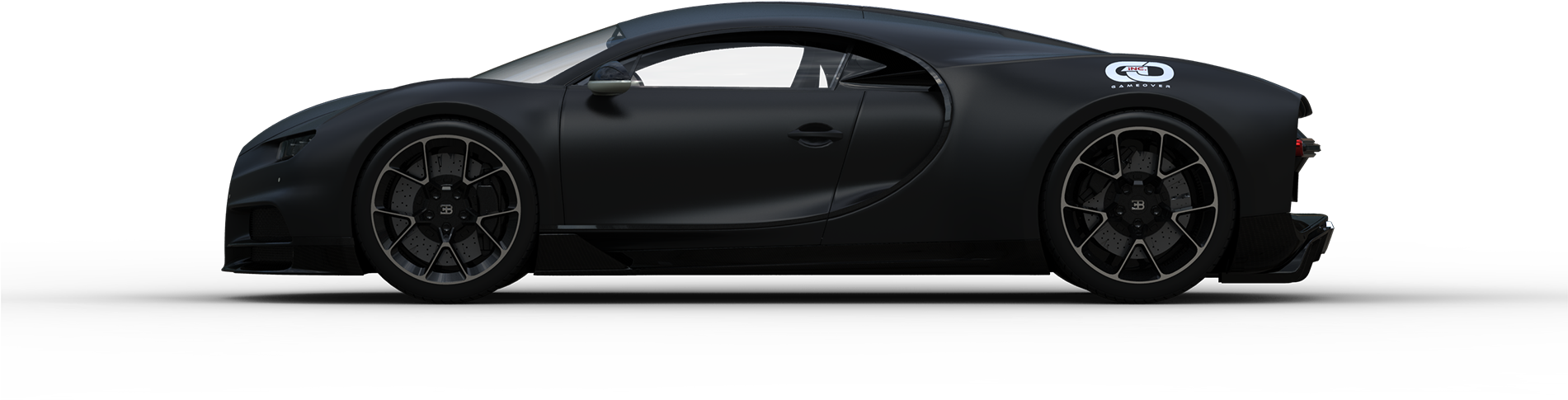 Black Bugatti Chiron Side Profile PNG