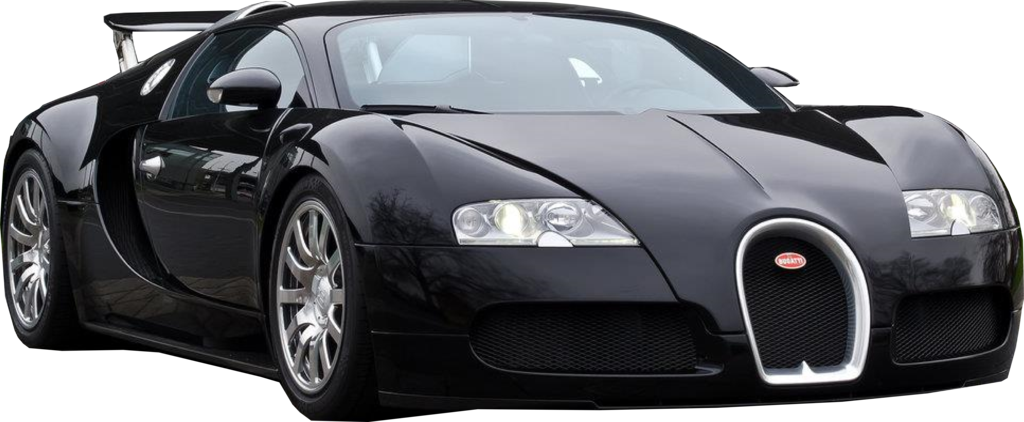 Black Bugatti Veyron Side View PNG