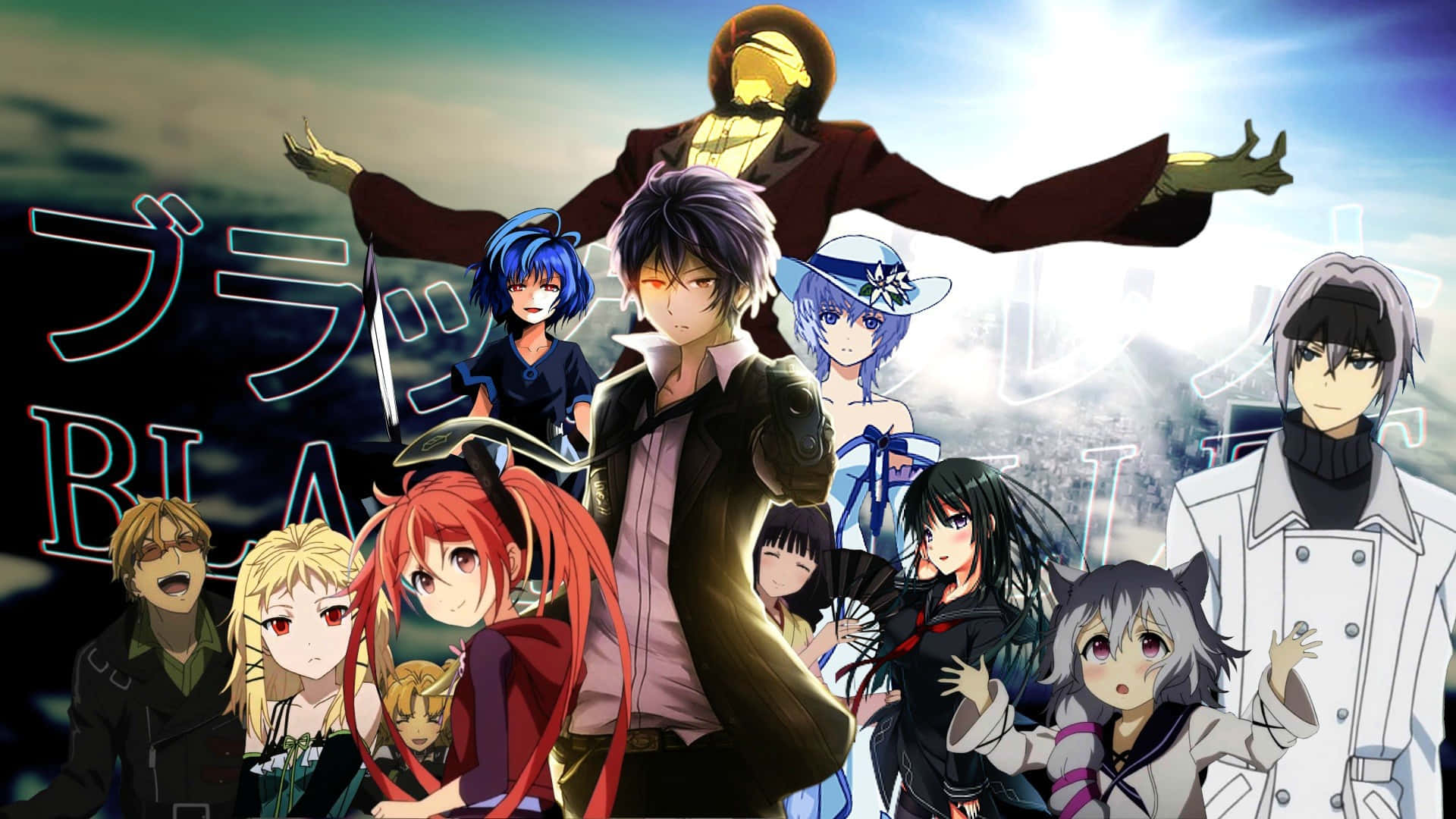 Black Bullet Anime Personages Collage Achtergrond