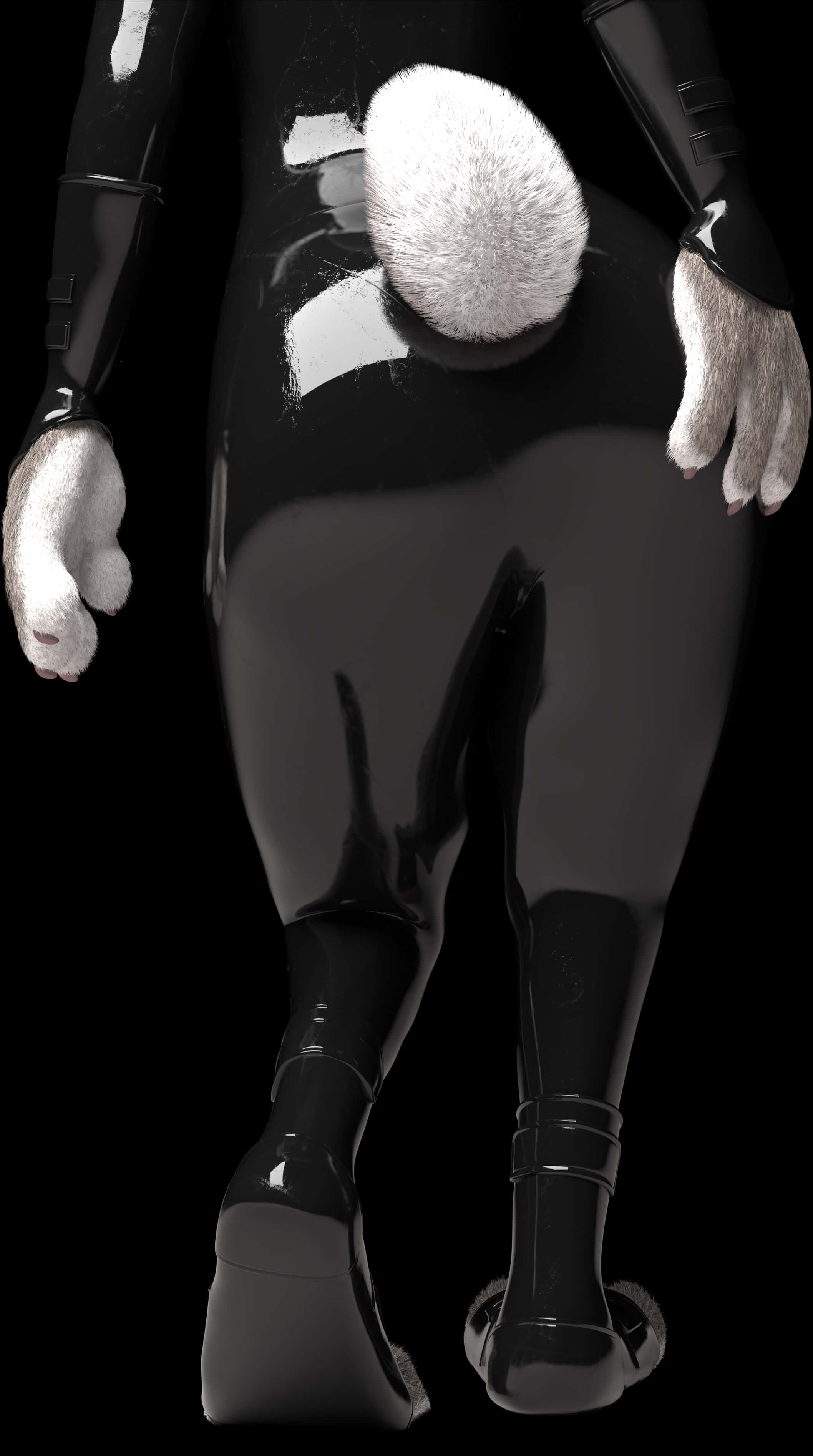 Black Bunny Costume Reflection PNG