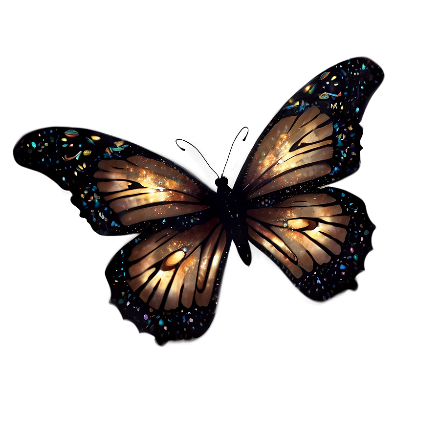 Black Butterfly Glitter Png 06252024 PNG