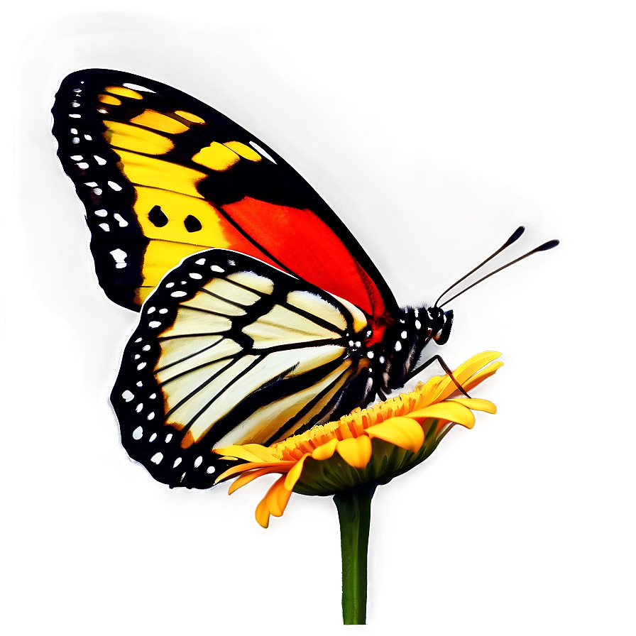 Black Butterfly On Flower Png 06252024 PNG