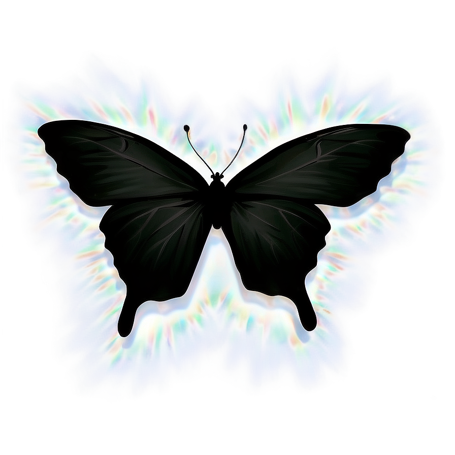 Black Butterfly Silhouette With Glowing Edges Png 38 PNG