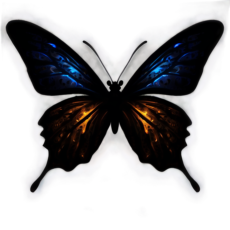 Black Butterfly Silhouette With Glowing Edges Png 56 PNG