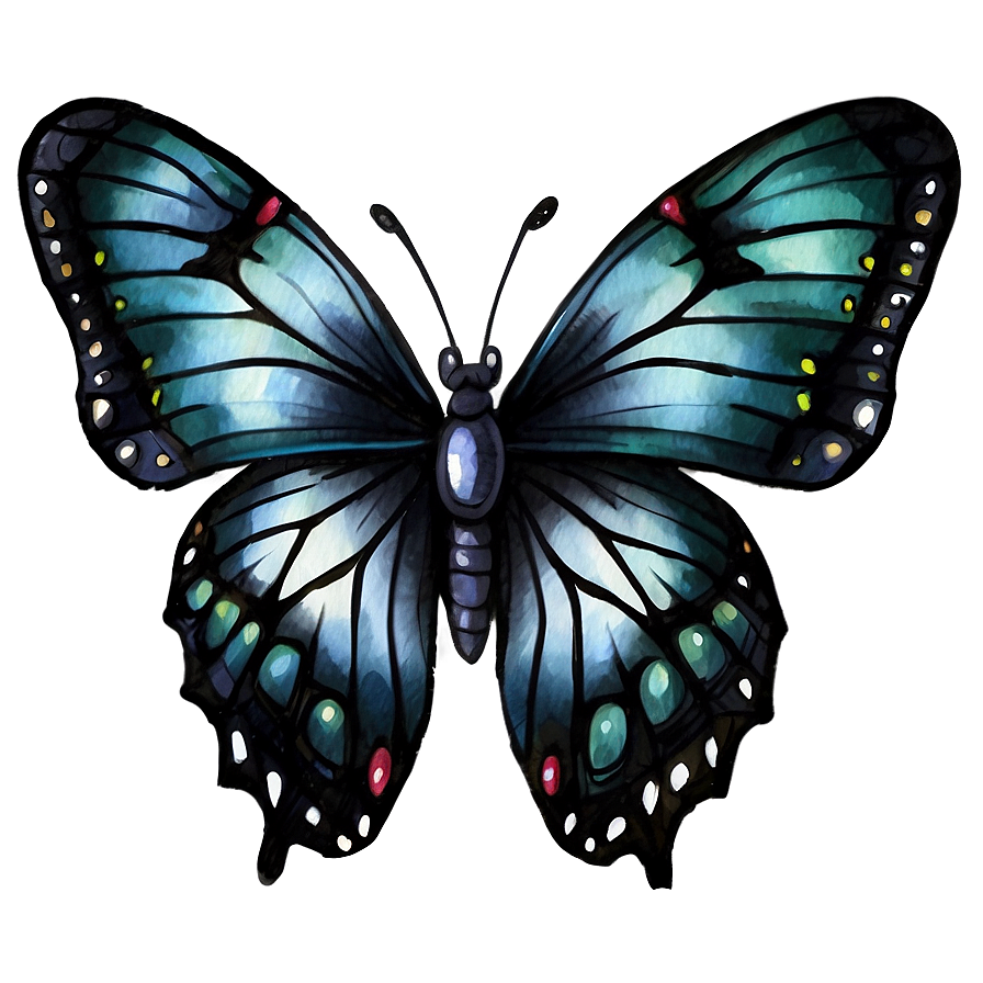 Black Butterfly Watercolor Png Vum PNG