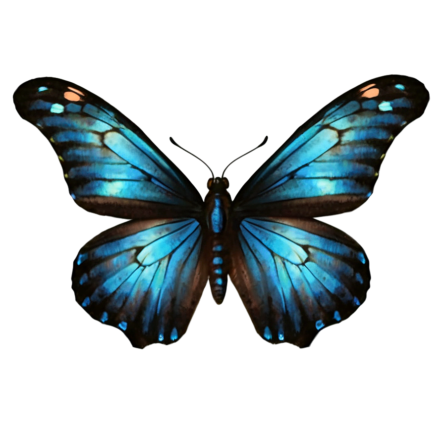 Black Butterfly With Blue Highlights Png Vta PNG