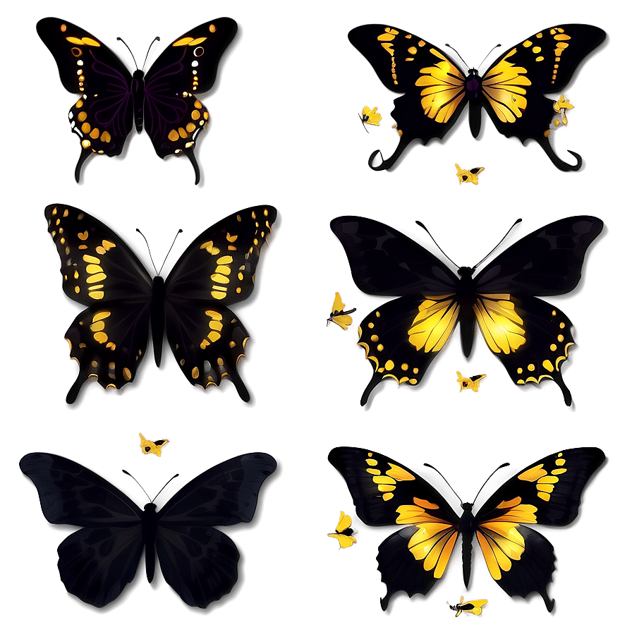 Black Butterfly With Golden Accents Png Krk78 PNG