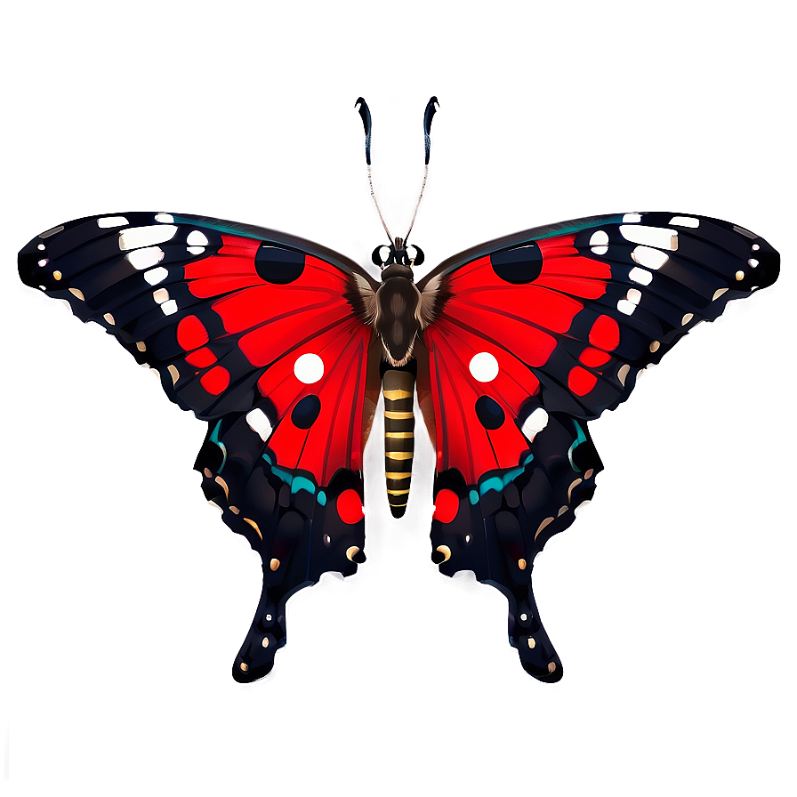 Black Butterfly With Red Spots Png Ucx28 PNG