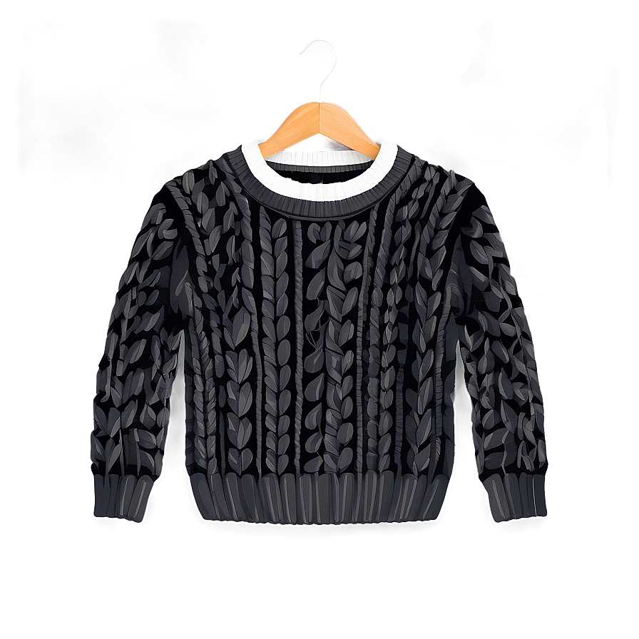 Black Cable Knit Sweater Png Fuu PNG