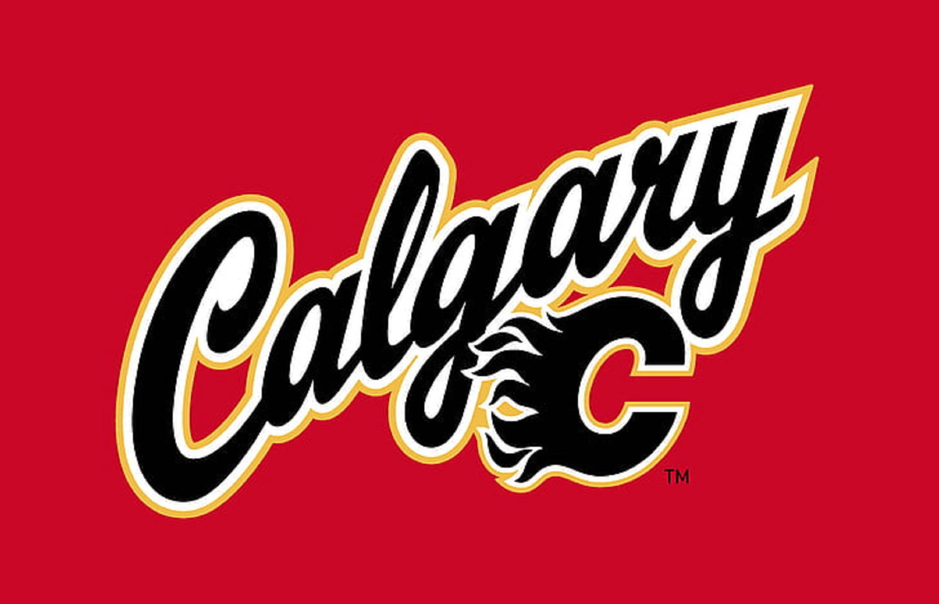 Black Calgary Flames Wordmark Wallpaper