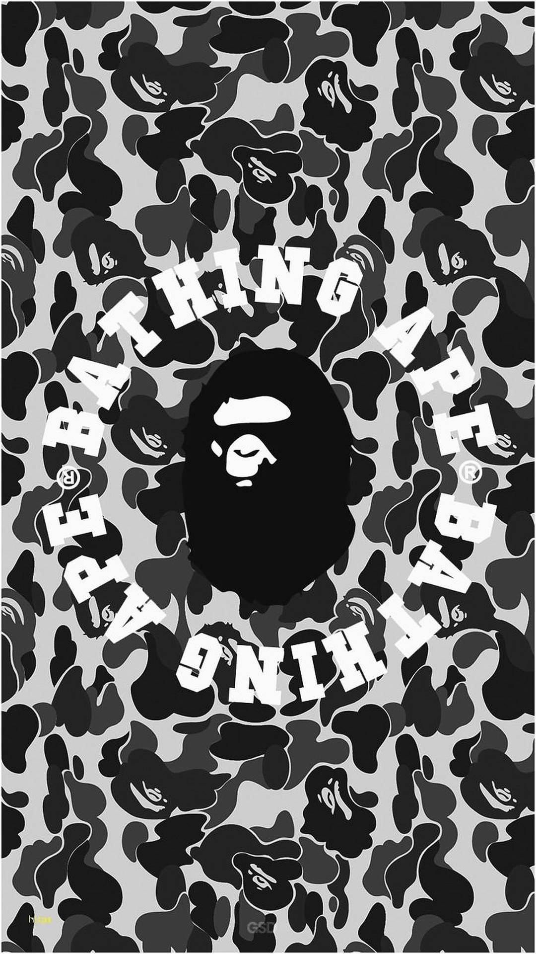 Black Camouflage BAPE Logo Wallpaper