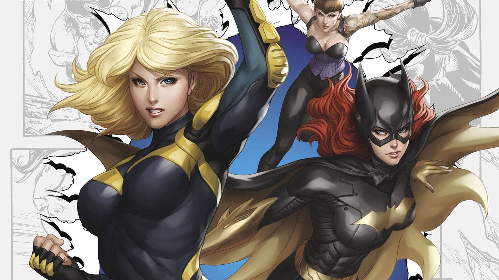 Black Canary With Female Heroes Wallpaper