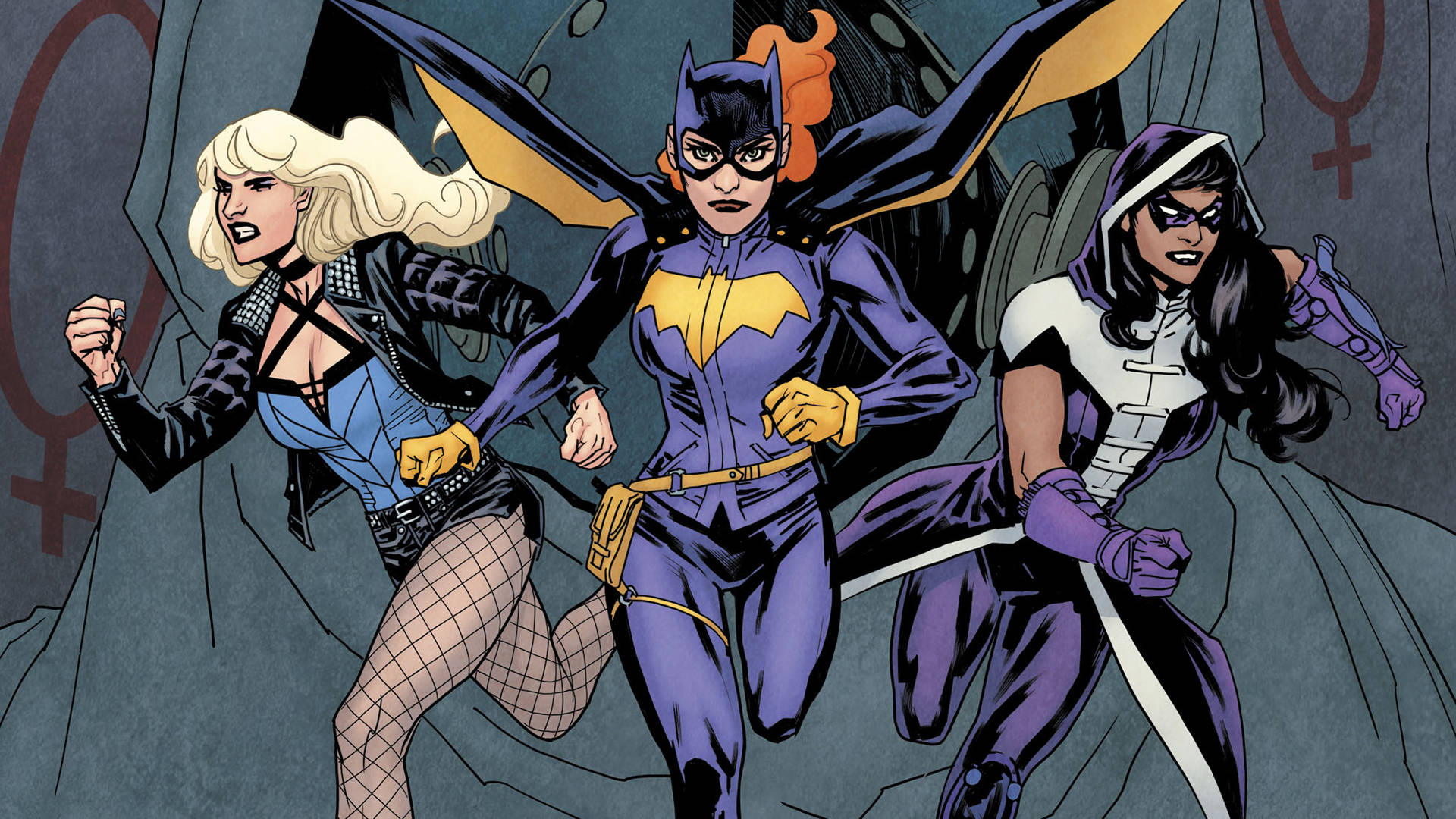 Fierce and Fearless - Black Canary with Super Heroines Wallpaper