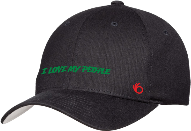 Black Cap Love My People Design PNG
