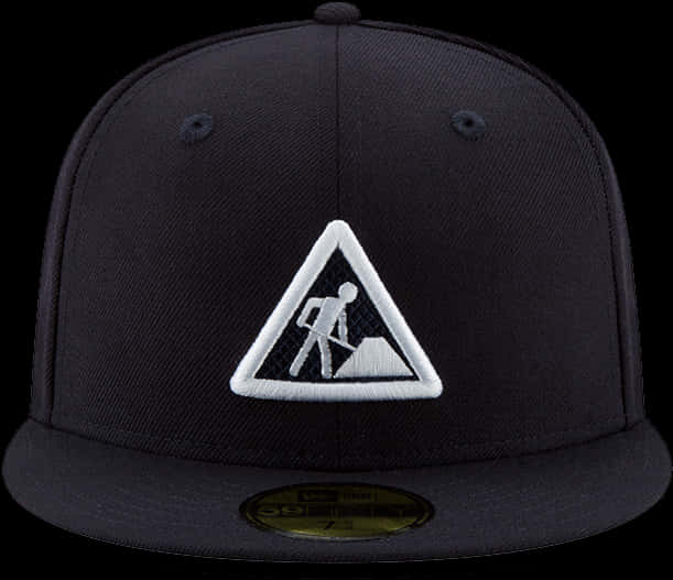 Black Cap With Embroidered Logo PNG