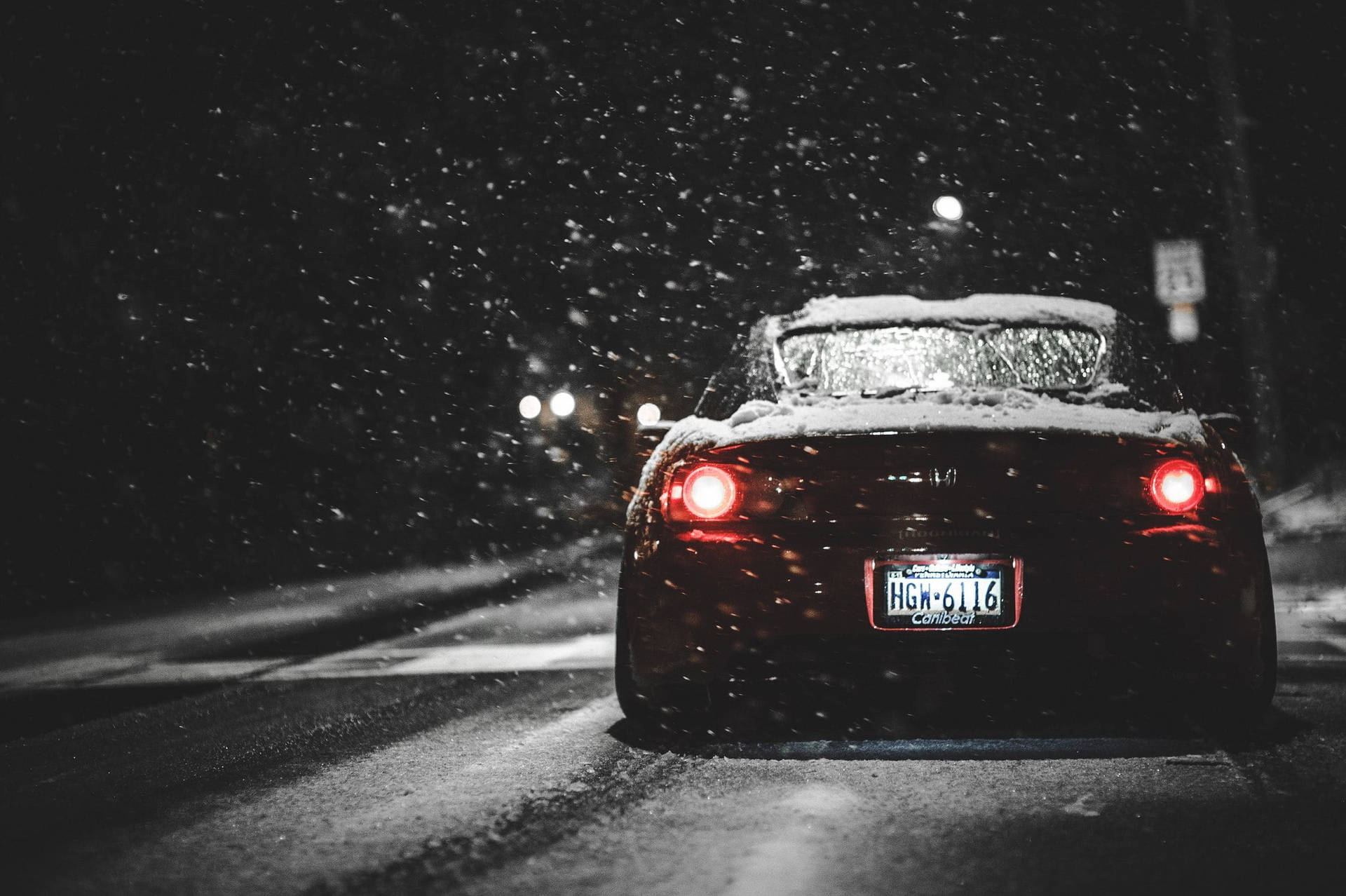 Black Car Hd Honda Snow Wallpaper