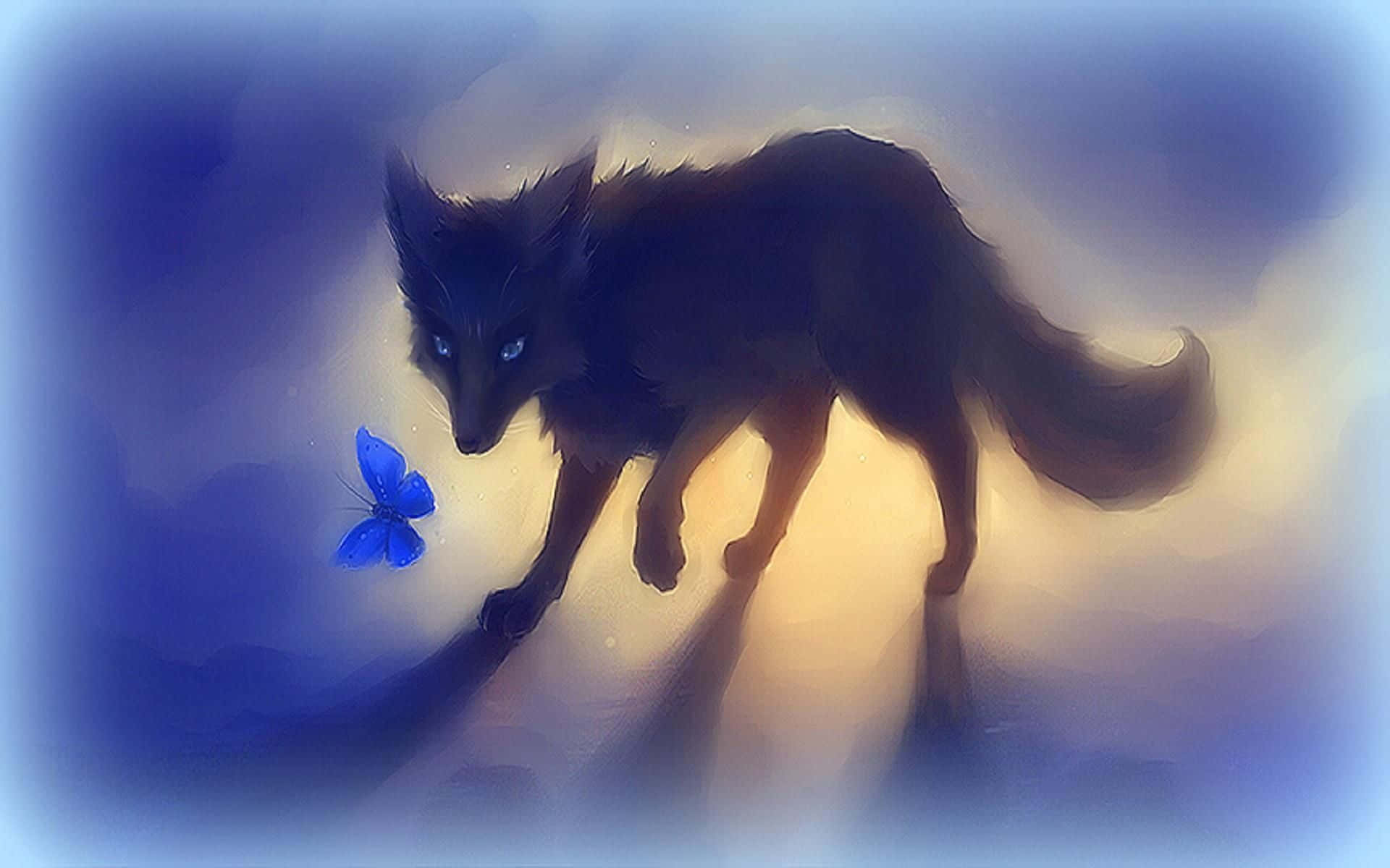 Black Cartoon Fox [wallpaper] Wallpaper