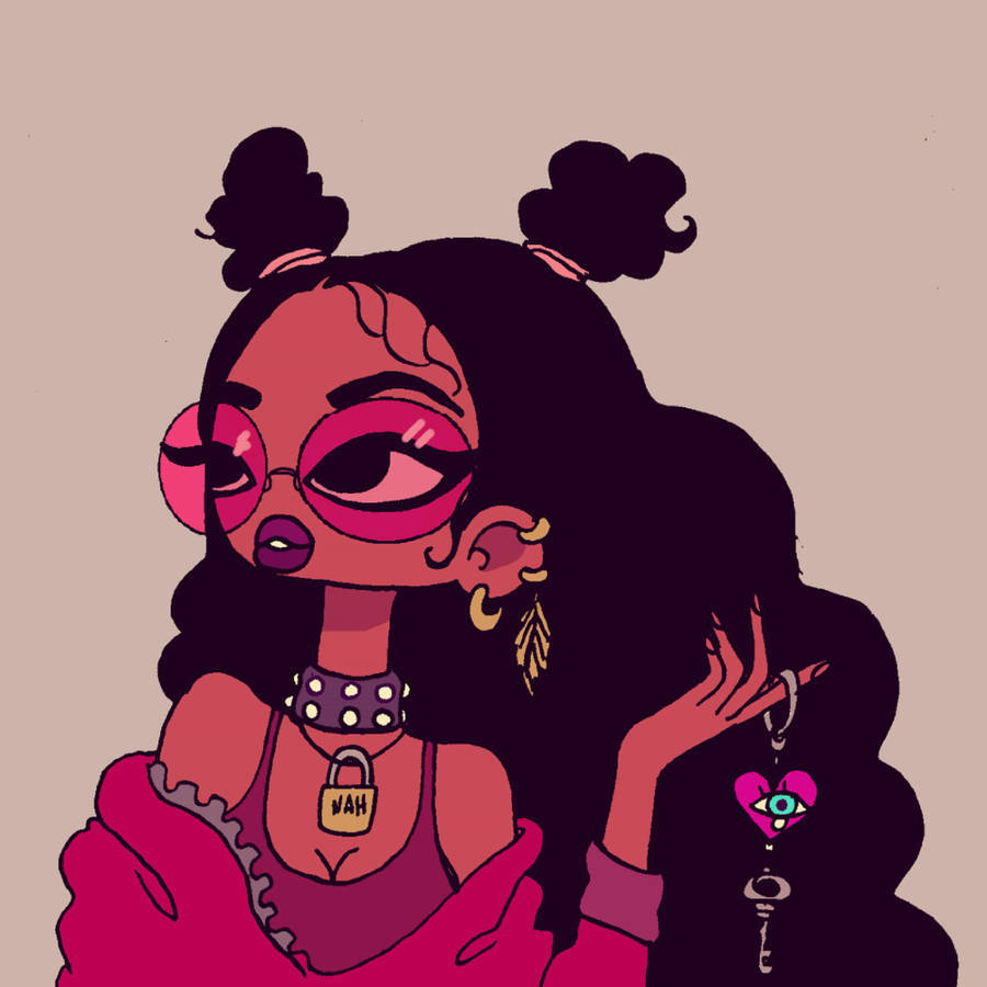 Chicade Dibujos Animados Negra Bratz En Rosa. Fondo de pantalla