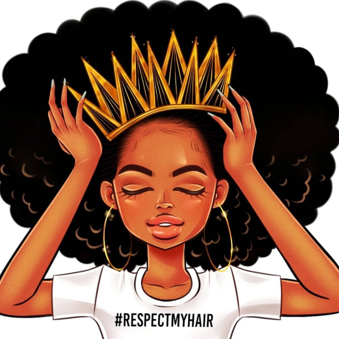 Download Black Cartoon Girl Wearing Crown Wallpaper 