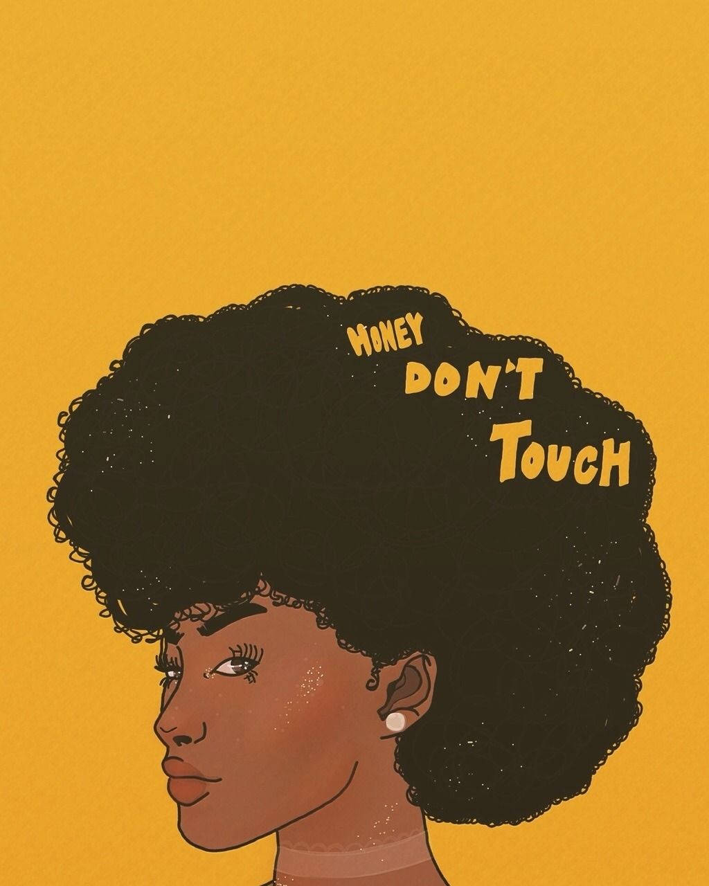 Sort tegnefilm pige med afro hår på lilla baggrund Wallpaper