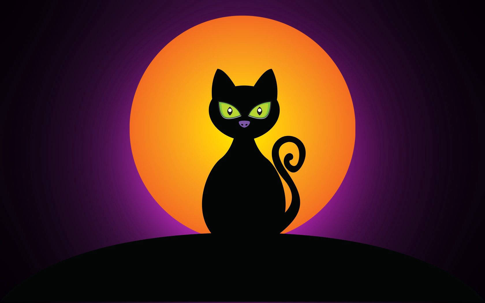 Black Cat And Halloween Moon Background