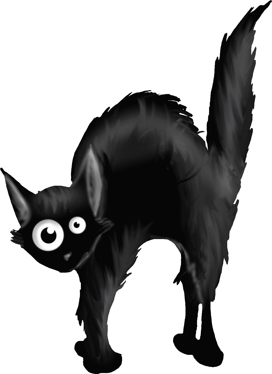 Black Cat Cartoon Illustration PNG
