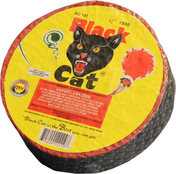 Black Cat Firecrackers Packaging PNG