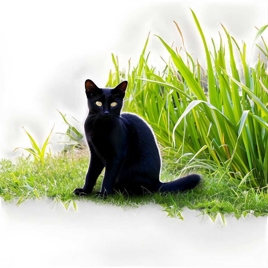 Black Cat In Grass Png 05232024 PNG