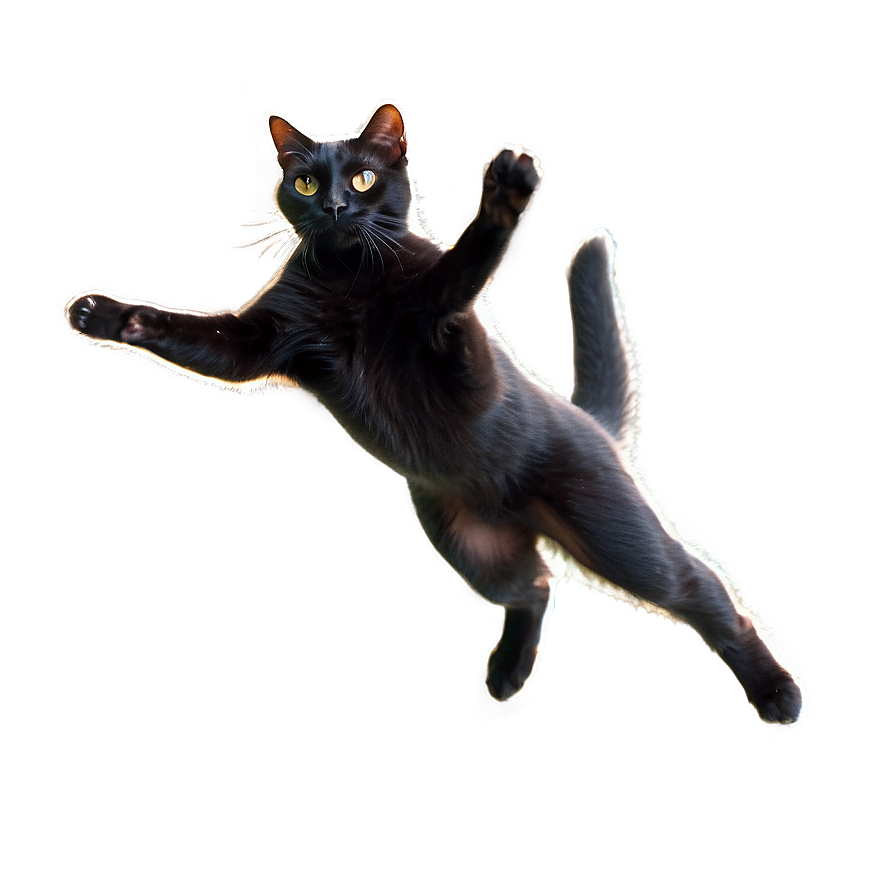 Black Cat Leaping Png 05232024 PNG