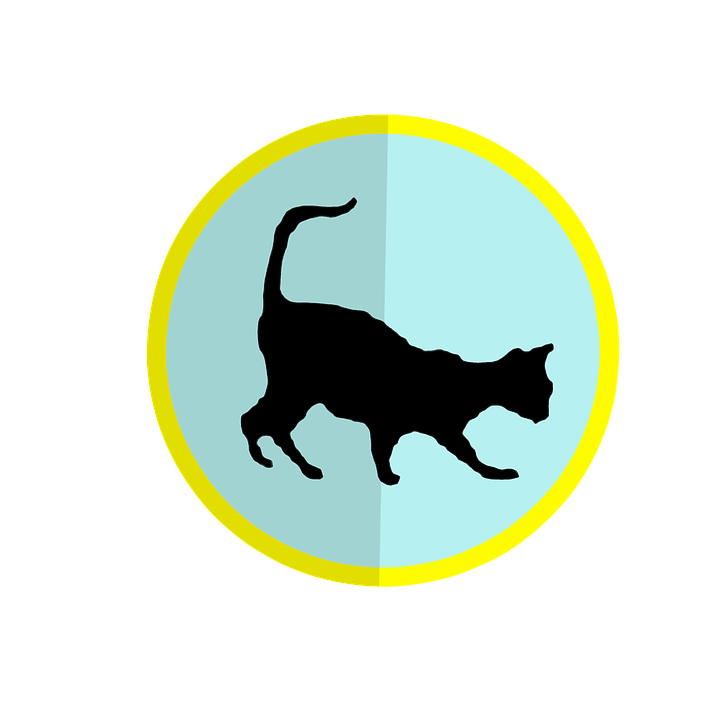 Black Cat Silhouette Yellow Circle PNG