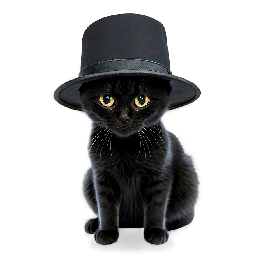 Black Cat With Hat Png 05232024 PNG